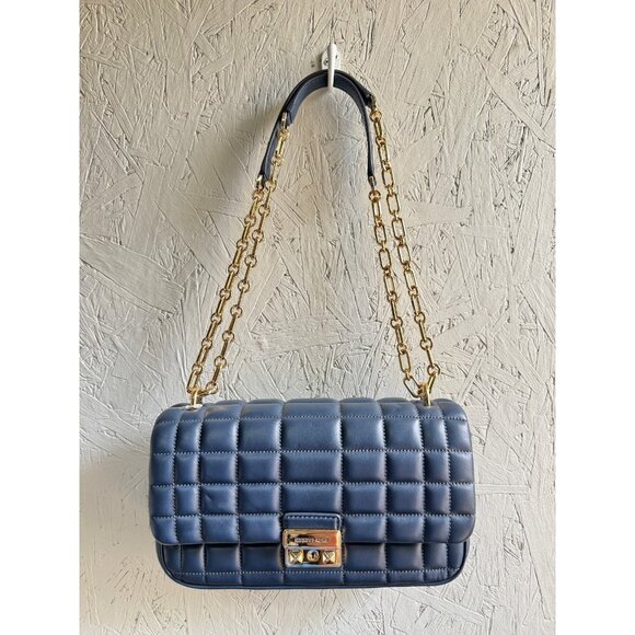 MICHAEL KORS Tribeca quilted leather convertible shoulder crossbody bag -NAVY - Picture 5 of 15